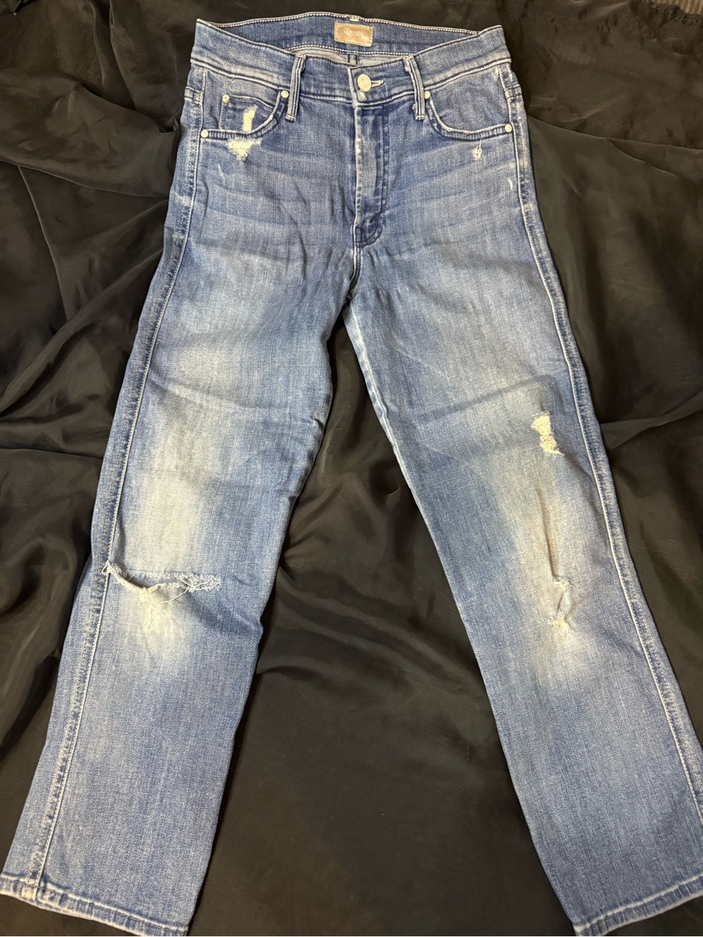 Mother High Waisted Rascal Crop Blue Denim Jeans